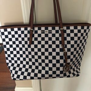RARE Navy checkered michael kors tote